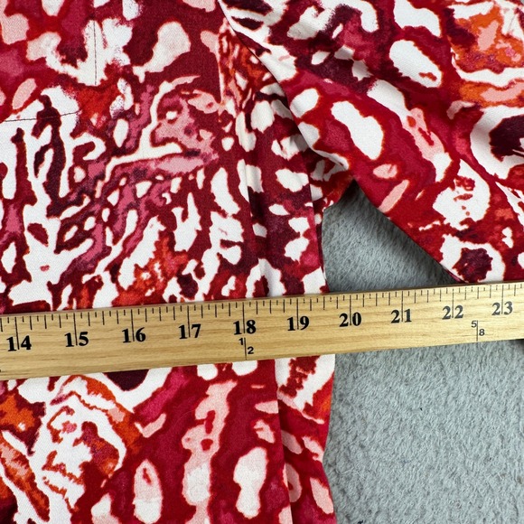 Additions Chicos Jacket Button Up Womens 2 Red Geometric Stretch Long Sleeve NEW - Picture 7 of 9